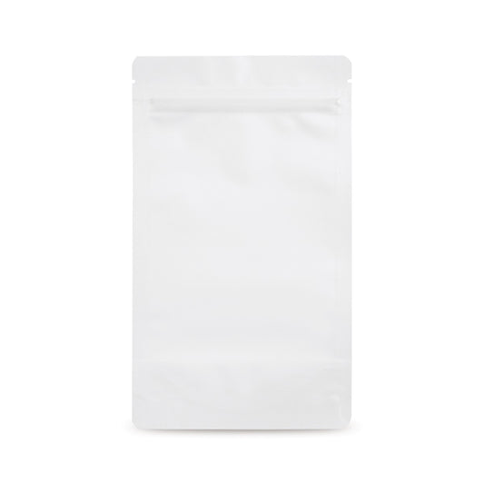 Stand-up pouch matt white — Detail view in a typical packaging application with content example