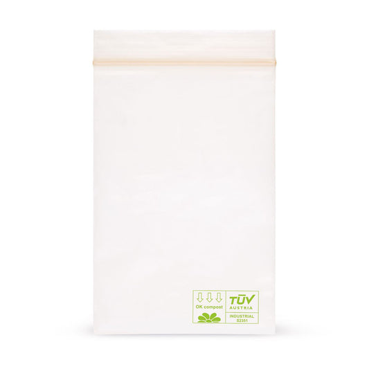 Biodegradable ziplock bags without labeling strips PLA 50 microns — Main view direct from manufacturer Elke Plastic