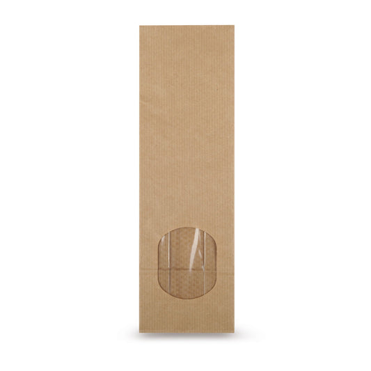 Block bottom bags natural kraft with window — Main view of the bag with window from Elke Plastic