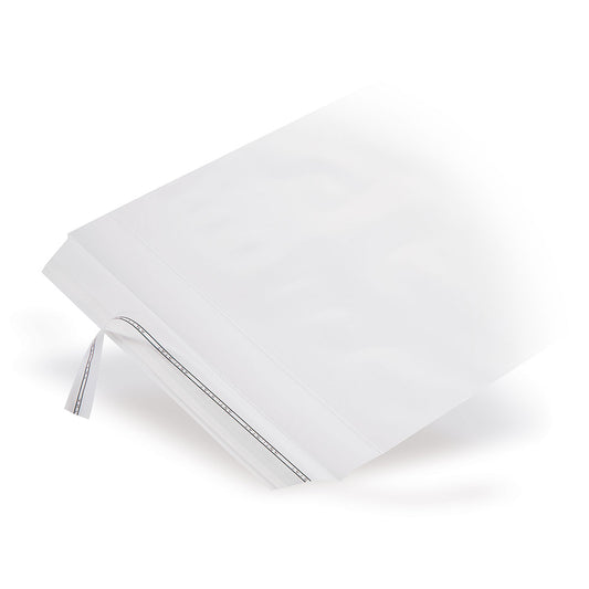 Adhesive-closure bags with bevelled flap without air hole — Detail view in a typical packaging application with sample contents