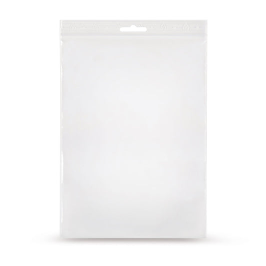 LDPE ziplock bags with Euro hole punching 50 microns — Main view of the bag with Euro hole punching from Elke Plastic
