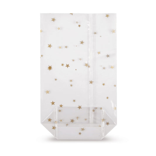 Cross bottom bags with sealed seam and double-sided Christmas star print 30 microns — Main view direct from manufacturer Elke Plastic