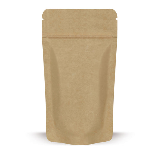 Stand-up pouches kraft paper — Material close-up focusing on film thickness and finishing quality