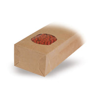 Block bottom bags natural kraft with window — Application view of the bag in a packaging scenario