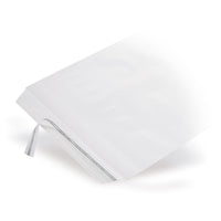 Adhesive-closure bags with bevelled flap without air hole — Detail view in a typical packaging application with sample contents