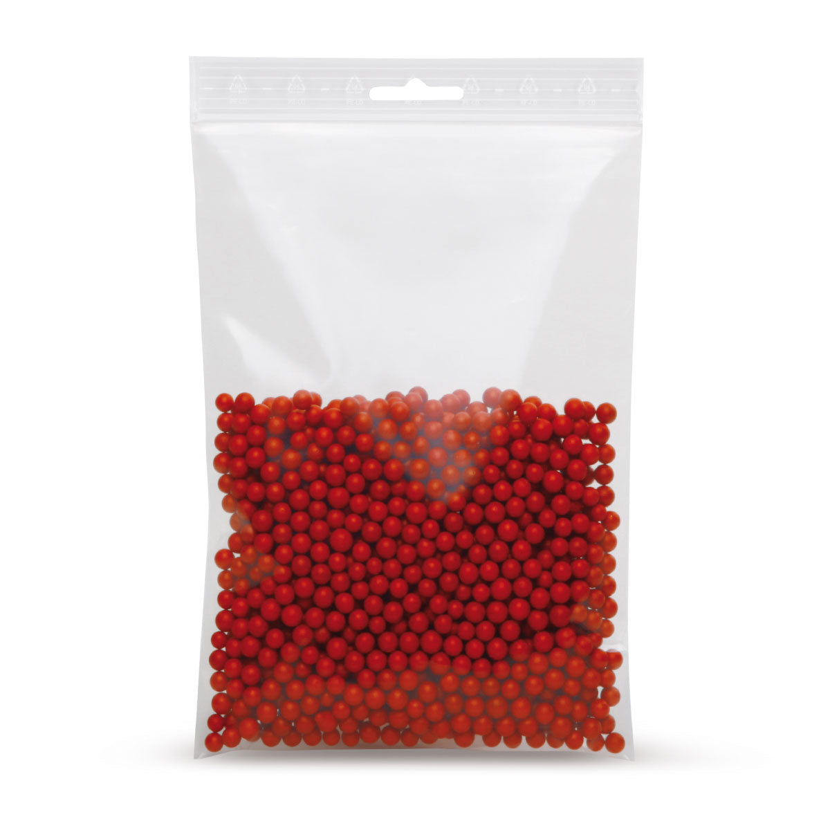 LDPE ziplock bags with Euro hole punching 90 microns — Close-up of the material and Euro hole punching in profile section