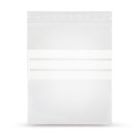 LDPE ziplock bags with three white labeling strips 50 microns — Main view of the bag with labeling strips from Elke Plastic