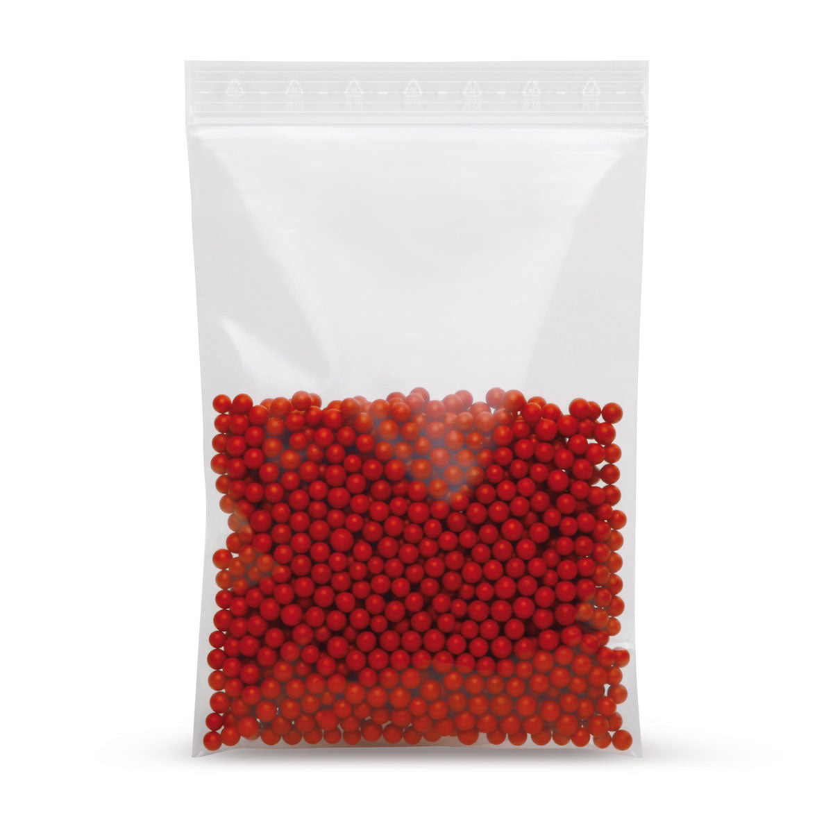 LDPE ziplock bags without labeling strips 50 microns — Close-up of the LDPE material and film thickness
