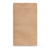 Kraft paper stand-up pouch aluminium-free — Main view of the bag with aluminium-free barrier laminate, kraft paper look from Elke Plastic