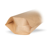 Stand-up pouches kraft paper aluminium-free — Material close-up focusing on film thickness and finishing quality