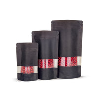 Stand-up pouch kraft paper with window black — Close-up of the transparent window for content presentation