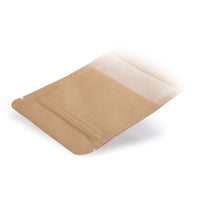 Stand-up pouch kraft paper with window — Detail view in a typical packaging application with content example