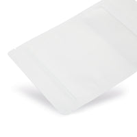 Stand-up pouch kraft paper with window white — Close-up of the transparent window for content presentation