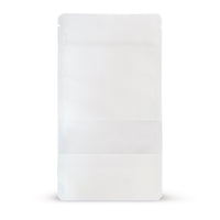 Stand-up pouch kraft paper with window white — Main view of the bag with window, kraft paper look from Elke Plastic