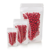 Stand-up pouch transparent — Size comparison of the available format variants in the product range