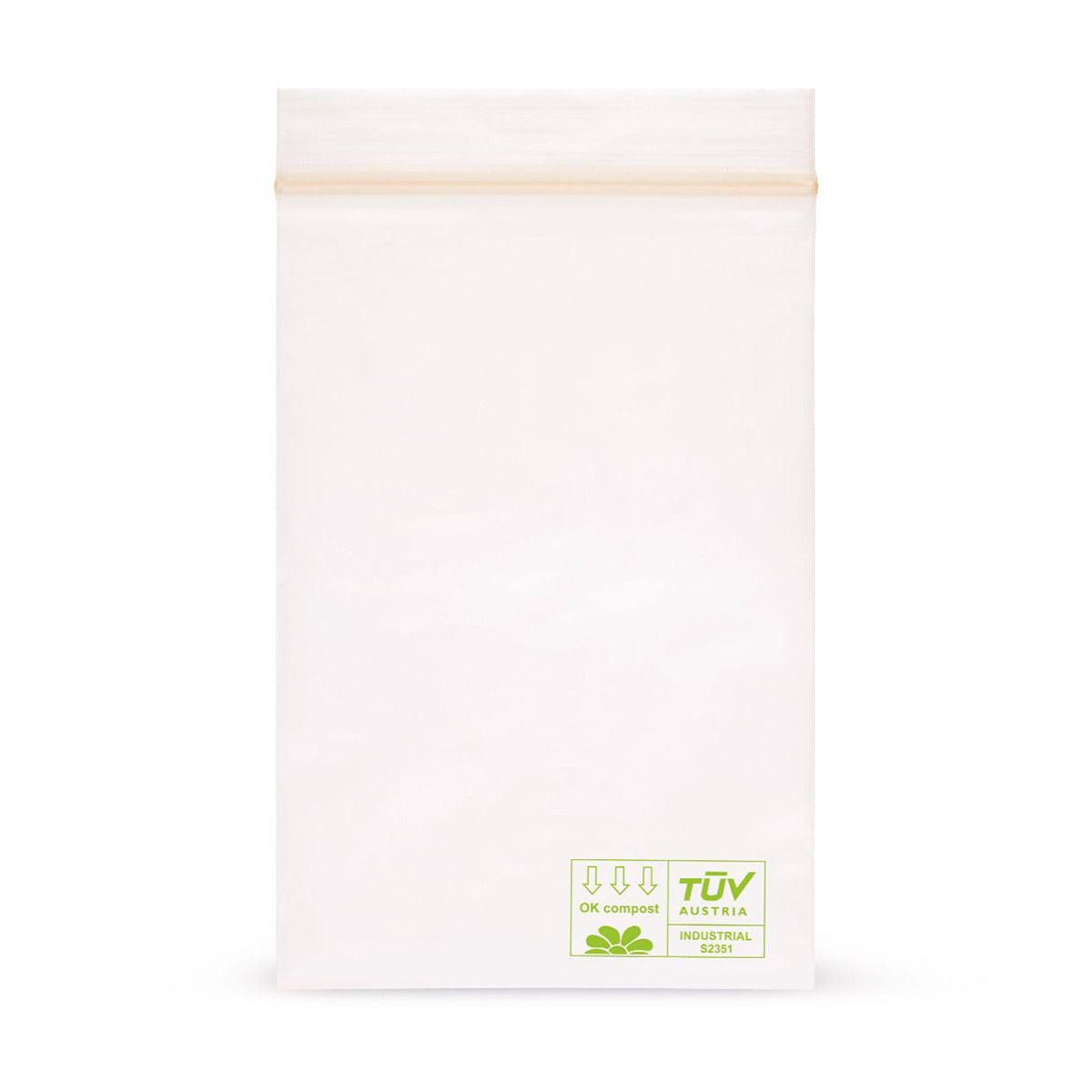 Biodegradable pressure seal bags without labeling strips PLA 50 mµ