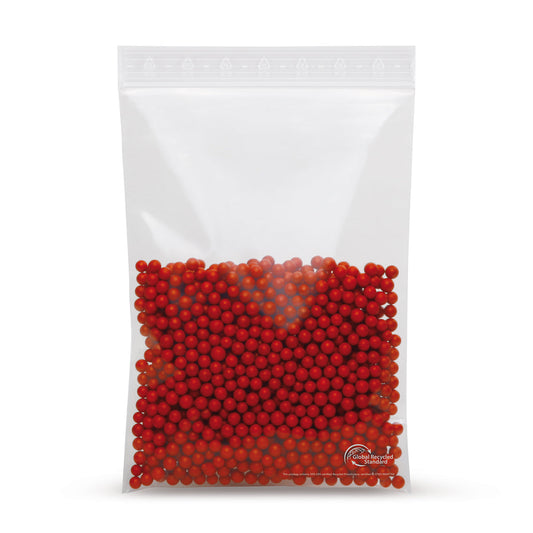 rLDPE pressure seal bags with recyclate content without labeling strips 50 mµ