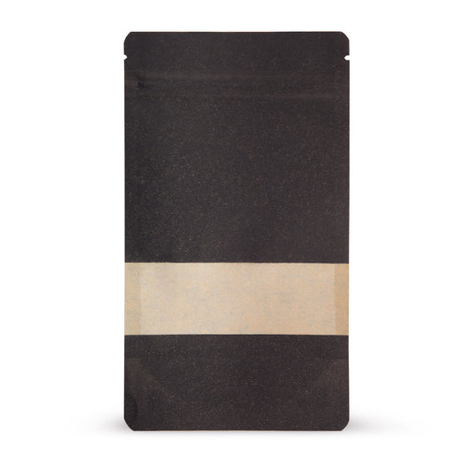 Stand-up pouch kraft paper with window black