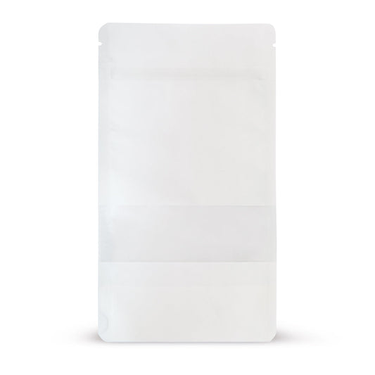 Stand-up pouch kraft paper with window white