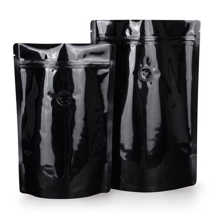 Stand-up pouch black with aroma protection valve