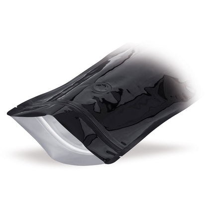 Bolsa de pie negra con válvula de protección de aroma