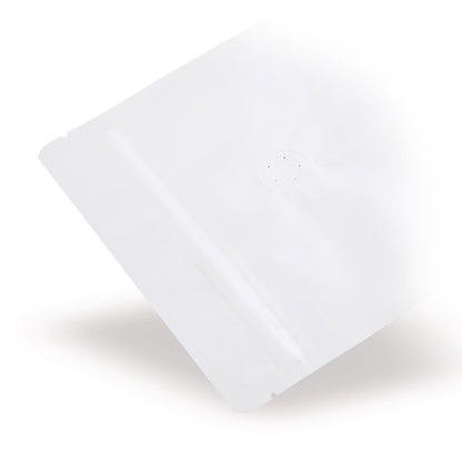 Valge püsti seisev kott aroomikaitseventiiliga