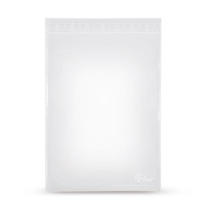 rLDPE cipzáras tasakok újrahasznosított anyaggal, címkézőcsíkok nélkül, 90 mµ