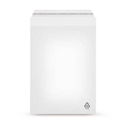 Sacos com selo adesivo rLDPE com conteúdo reciclado, aba biselada sem orifício de ventilação, 40 mµ