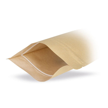 Bolsa vertical em papel kraft fabricada com materiais biodegradáveis