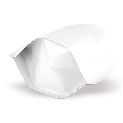 Stående påse, vit, med aromskyddsventil