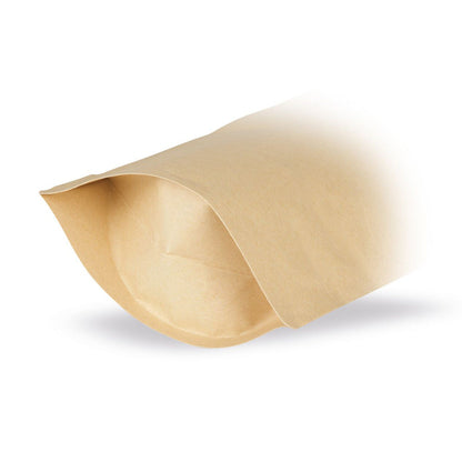 Stående påse av kraftpapper tillverkad av biologiskt nedbrytbara material