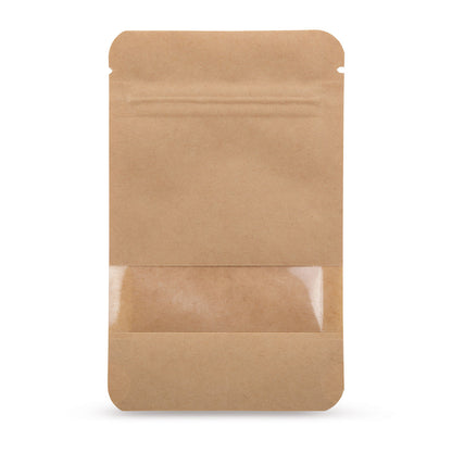 Stående påse av kraftpapper med fönster